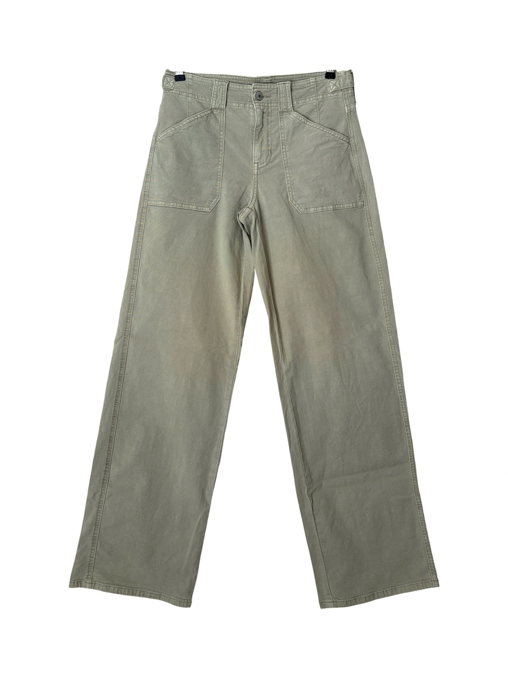 AE Stretch High-Waisted Stovepipe Jeans in light olive green color
